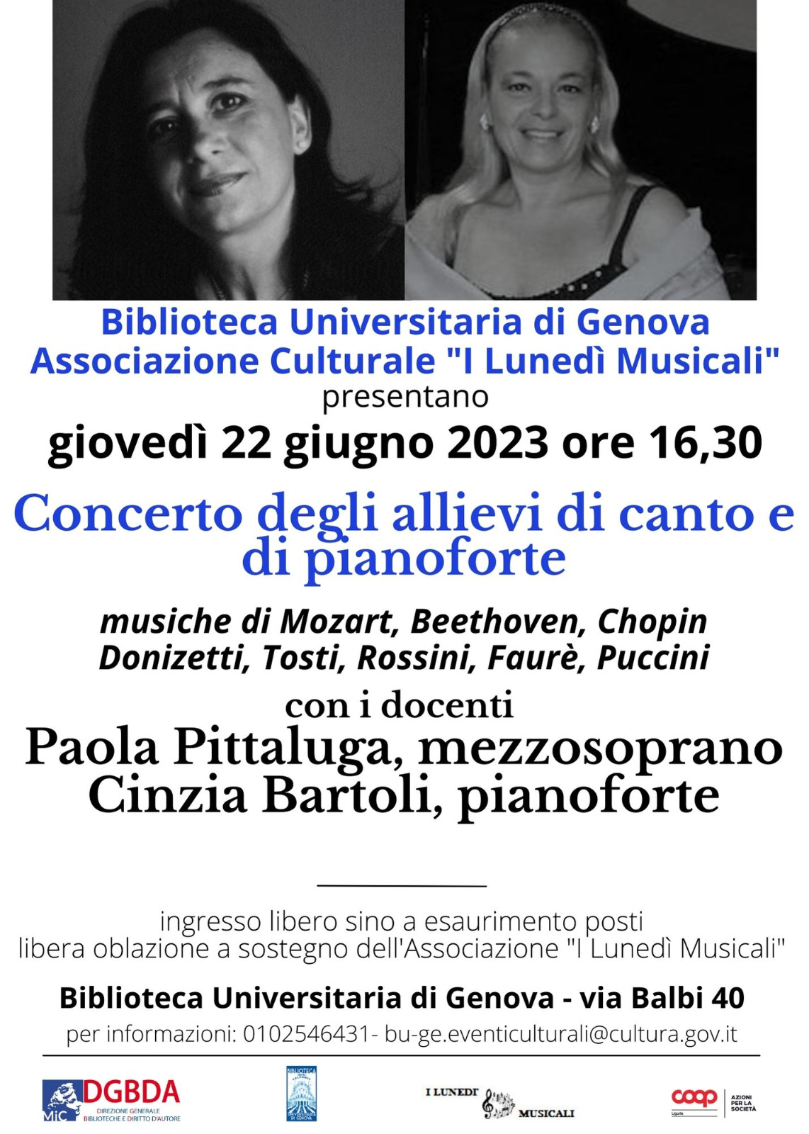 I Lunedi Musicali in Biblioteca Universitaria 2023